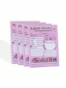 1/2/4/6/8本装书评记事本，5.5 x 3.9英寸，自粘式小记事本，阅读笔记用品，每本40页。 - 彩色 - 查看 9