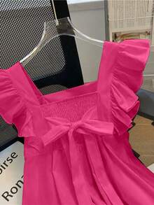 Franclia Women's Fashionable, Elegant And Cute Cap Sleeve Sweater - Hot Pink - View 5