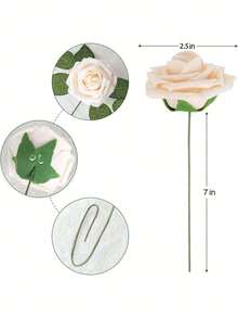 5/10/15/20/25/30pcs Real Looking Fake Roses With Stem For DIY Wedding Bouquets Centerpieces Arrangements Home Decorations - Champagne - View 12