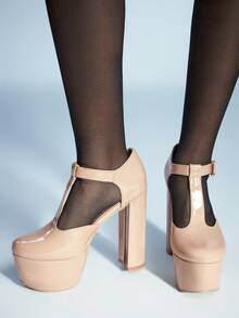 Sugerpunk Women's Fashionable Versatile Elegant Commuting Platform Pumps - Apricot - View 3