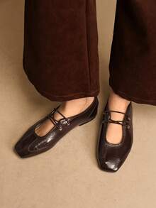 Rosivie Women Casual Versatile Commute Simple Flats - Coffee Brown - View 3