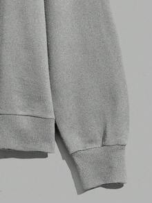 Plus Size 100% Cotton Men's Smile Embroidered Fitted Hoodie - Grey - View 3
