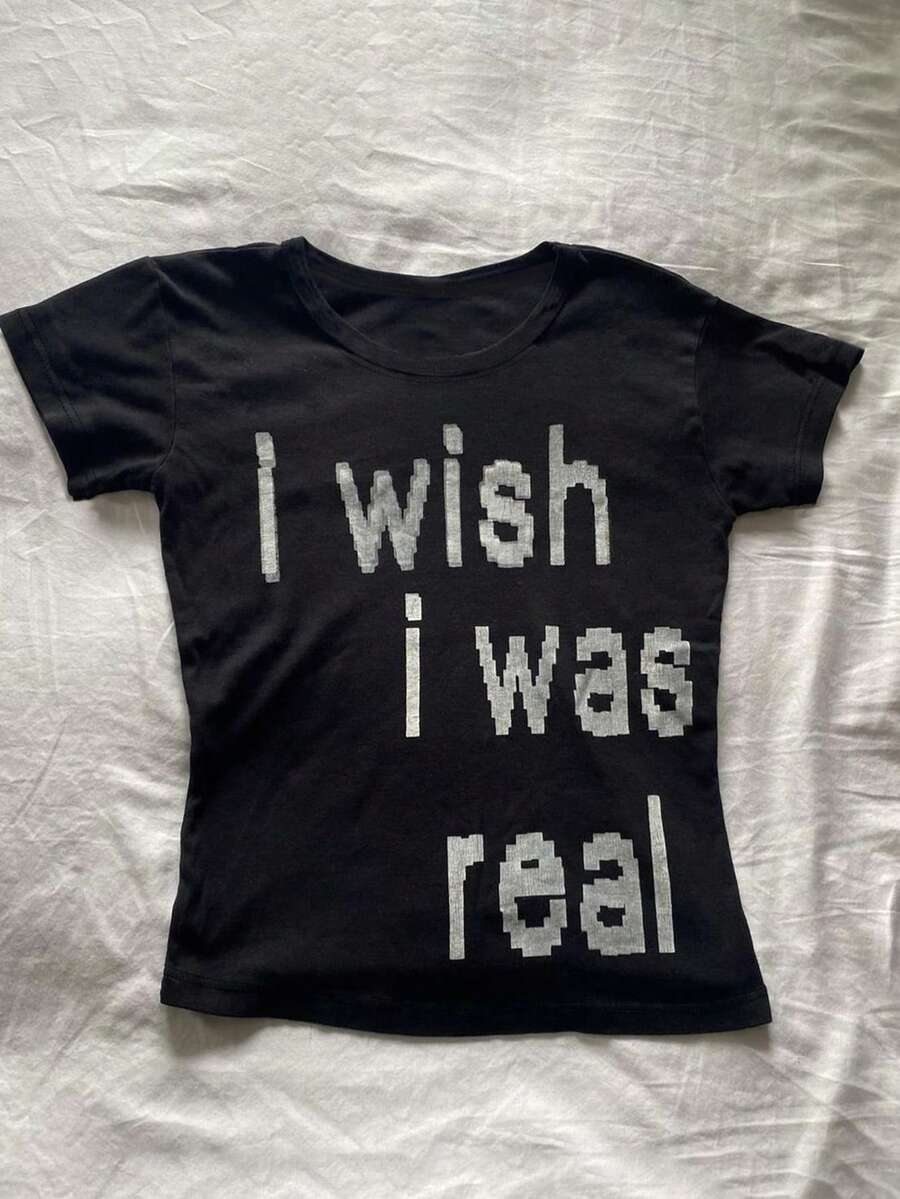 Glimmora 女士休闲标语印花短袖T恤，夏季 - 黑色 - 查看 1