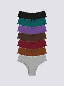 Loungeista 7件舒适条纹棉质比基尼内裤性感内衣 - 彩色 - 查看 2