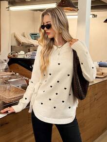 SHEIN Frenchy 女士心形圖案休閒條紋衫 - 彩色 - 查看 5