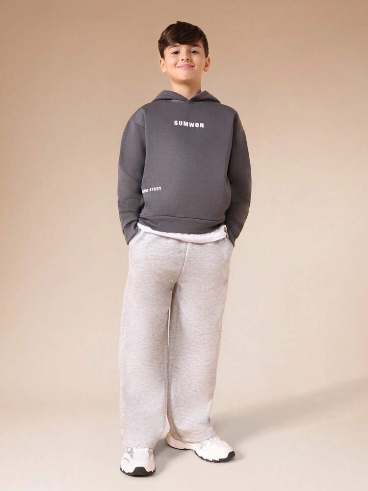 Charcoal Hoodie With Mock Tshirt Hem