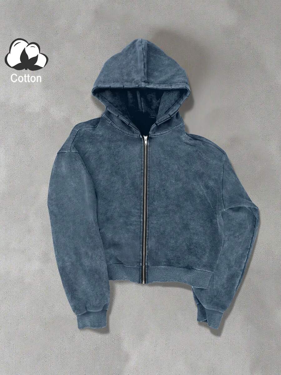 PAVTROS 男士休闲复古连帽卫衣，秋冬季 - 藍色 - 查看 1