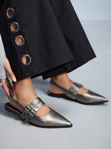 CUCCOO GRLICON Bailarinas de punta fina y versátiles para mujer - Gris Oscuro - Ver 6