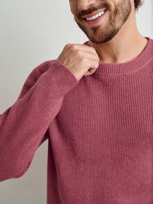 Manfinity CityGents 男士休闲纯色针织衫，秋冬季 - 珊瑚粉 - 查看 7