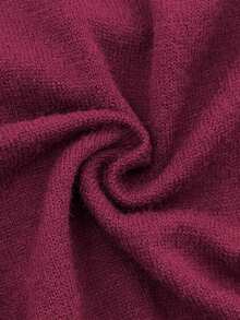 Elaquor Plus Size Women Casual Solid Color Long Sleeve Sweater Dress, Autumn/Winter - Burgundy - View 7