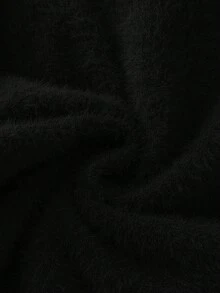 Franclia 优雅时尚年轻简约百搭通勤修身荷叶边领针织开衫毛衣，女士秋冬款 - 黑色 - 查看 4