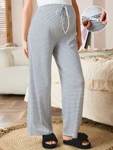 SHEIN Maternity Casual Striped High Waist Lounge Pants Comfy Pants Loungewear Women Pajama Pants Pregnancy Pants,Maternity Clothes,