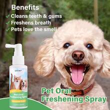 1pc 60ml Pet Breath Freshening And Dental Care Spray, Dog Bad Breath Removal, Cat Oral Cleaning Spray, Dental Floss - Multicolor - View 1