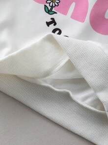 Mr Men Little Miss X SHEIN Young Girl Casual Everyday Commute Funny Cute Cartoon Slogan Graphic Colorblock Sweatshirt, Autumn/Spring - Multicolor - View 7