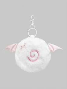 ROMWE Kawaii 1Pc Cute Fish-Shaped Plush Cake Purse, Back To School Student Bluetooth Headset Storage Bag, Small Wing Bow Tie High-Value Hanging - White - View 1