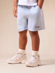 SUMWON Boys Short Sleeve Color Block Polo Top With Matching Shorts Summer Co-Ord Set With Collared Neckline And Chest Logo Casual Vacation - Baby Blue - View 4