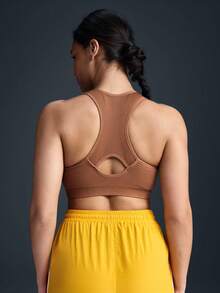 Powerista Áo ngực thể thao Racerback thoải mái không đường may - Cà phê nâu - Xem 3