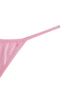 Heart Ring Linked Thong Lingerie - Pink - View 3