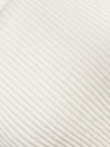 SHEIN Camiseta de manga larga con cuello alto, puños y dobladillo acanalados y suaves de unicolor para adolescentes