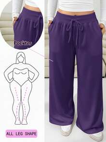 Solflare 大码女式紫色休闲裤，秋冬季 - 紫色 - 查看 1