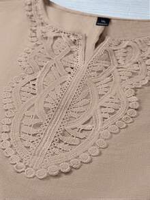 EMERY ROSE Women's Plus Size Woven Casual Summer Boho Blouse - Apricot - View 4