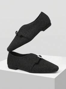 Mnmlis 女士休闲简约日常通勤百搭平底鞋 - 黑色 - 查看 11