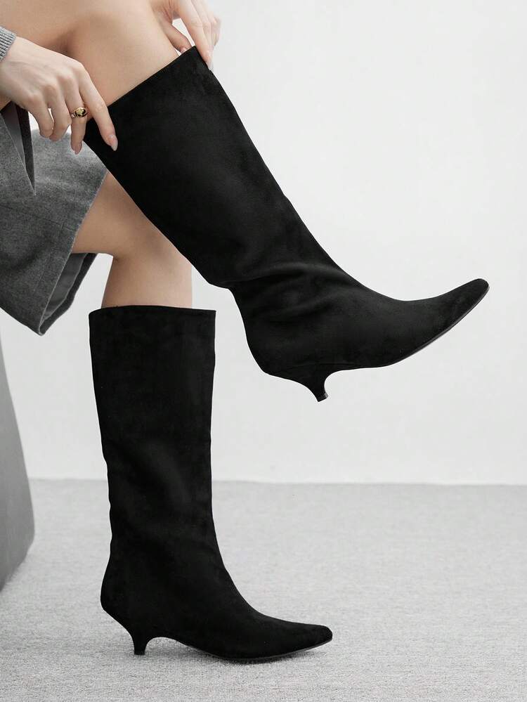 CUCCOO BIZCHIC Women's Fashionable Versatile Commuter Low Heel Knee-High Boots For Christmas