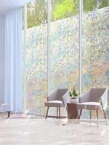 一卷彩色隐私玻璃膜，带彩虹效果，防晒，静电吸附，窗贴，适用于家居装饰，宽度 19.68 英寸 - 無色 - 查看 9