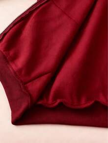 Sudadera con capucha de cierre  con estampado numérico 28 para mujer estilo deportivo casual - Burdeos - Ver 3
