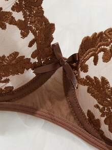Esselle 2pcs Women Sexy Camisole Bra And Panty Lingerie Set - Coffee Brown - View 6