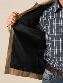 Manfinity Nomadique Men's Casual Solid Color Long Sleeve Jacket, Versatile For Winter Jackets Casual Cowboy Jacket For Shacket Western Style