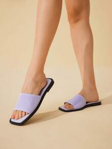 CUCCOO BASICS Sandalias planas de mujer con cierre deslizante casual - Púrpura malva - Ver 1