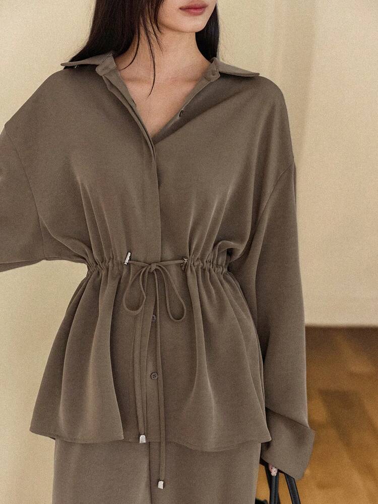 3pcs/Set Women's Loose Business Casual Elegant Hollow Out Twist Knot Sleeveless Long Cardigan And Straight Leg Pants Suit, Suitable For Autumn, Spring, New Year, Christmas