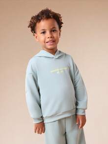 SUMWON Boys Relaxed Fit Pullover Hoodie And Wide Leg Joggers Set With City Print Back And Leg Detail For Casual And Vacation - Green - View 3