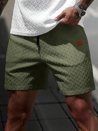 Manfinity CasualCool Men's Summer Jacquard Mesh Fabric Ribbed Collar Drawstring Shorts, Elegant Gift For Boyfriend Or Husband Diamond Shorts Men Green Shorts For Men Mens Streetwear Shorts Men Shorts Summer