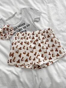 CovetEZ Women's Summer Fashion Bear Print Shorts