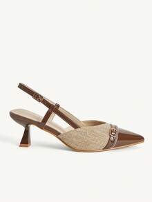 CUCCOO CHICEST Sepatu hak tinggi runcing elegan dan modis untuk pesta dan perjalanan kerja wanita, dengan warna kontras untuk Natal. - Coklat - View 8