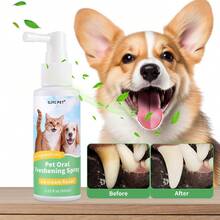 1pc 60ml Pet Breath Freshening And Dental Care Spray, Dog Bad Breath Removal, Cat Oral Cleaning Spray, Dental Floss - Multicolor - View 3