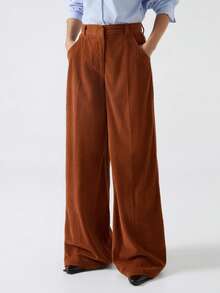 LYSMO 2025 New Arrive Minimalism Winter  Women's Fashionable Versatile Solid Color Wide Leg Pants - Khaki - View 1