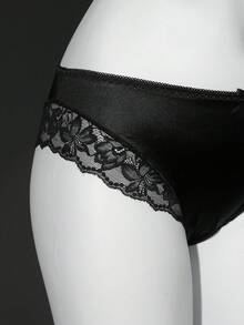 1 chiếc quần lót ren lấp lánh gợi cảm - màu đen - Xem 9