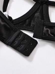 Patchwork Sequin Hollow Out Sexy Lingerie Set, Going Out - Black - View 2