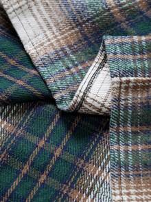 Manfinity Homme 男士格子长袖单排扣休闲口袋衬衫式外套 - 綠色 - 查看 8