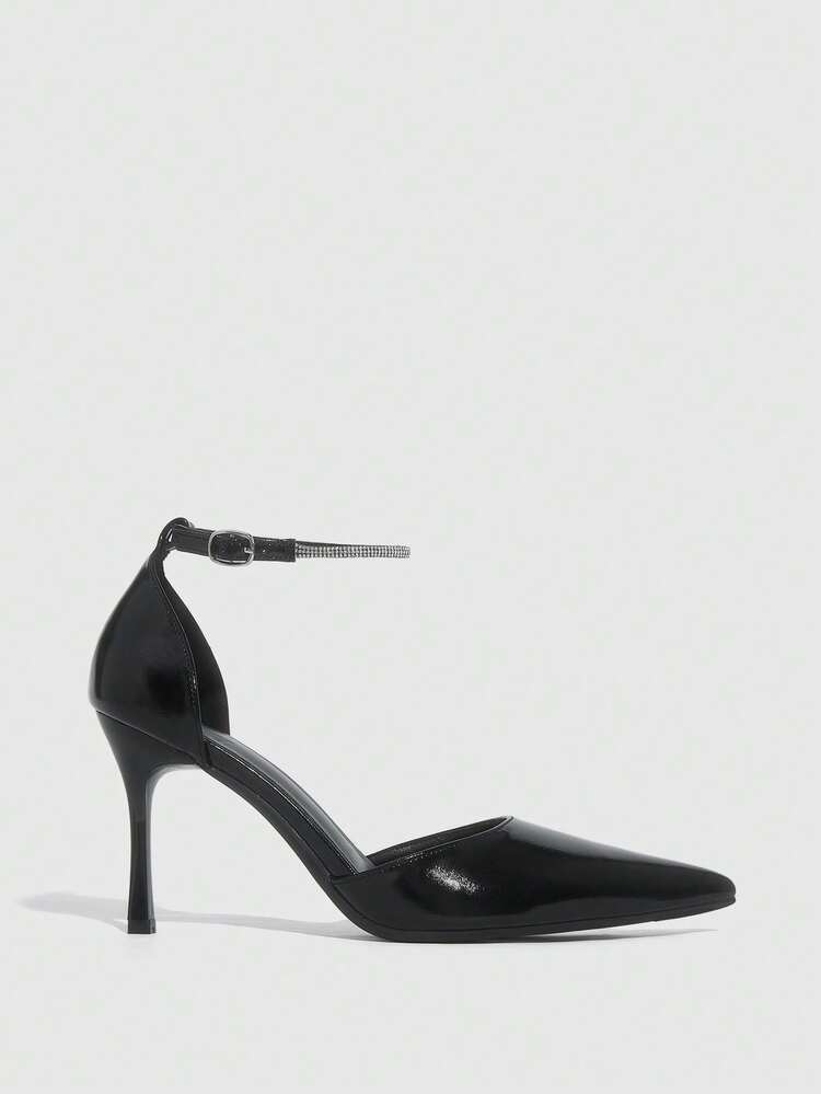 CUCCOO SZL Women's Fashion Party Rhinestone Ankle Strap Pointed Toe High Heels For Christmas