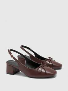 CUCCOO BIZCHIC Women's Bow Decor Buckle Design Fashionable High Heels, Versatile For Daily Wear For Christmas Valentine's Day Spring Shoes - Coffee Brown - View 7