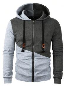 Manfinity Homme Men's Casual Contrast Color Zip-Up Hoodie Sweatshirt Zipper Hoodies For Men Jackets For Men Hoodie Mens Hoodies Casual Hoody For Men Mens Dressy Zip Up Sweatshirts And Hoodies Old Money,Daily Leisure, Weekend Trips, Outdoor Activities, Travel Expeditions, Relaxed Work Environments Or Semi-Formal Occasions, Boyfriend/Husband Gift, Anniversary /Birthday Gift Party Christmas New Years