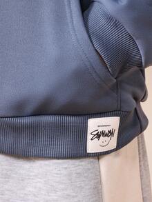 Sudadera con capucha para niños SUMWON con bolsillo central y diseño gráfico de texto mixto, sudadera casual para la escuela y el fin de semana, vacaciones - Azul - Ver 6