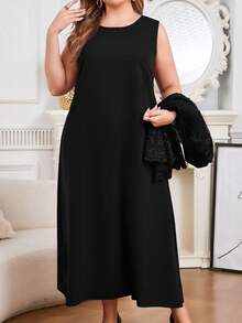 Modelyn Conjunto de 2 piezas de chaqueta y vestido de malla bordada elegante para fiesta de talla grande - Negro - Ver 2
