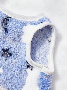 PETSIN 1件云朵星星卡通可爱图案印花宠物背心蓝白秋冬加厚法兰绒保暖宠物服装 - 彩色 - 查看 9