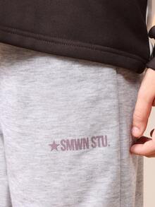 SUMWON Boys Colour Block Polo Shirt And Grey Sweatpants Two Piece Casual Set With White Collar Long Sleeve Top And Comfortable Joggers - Multicolor - View 5