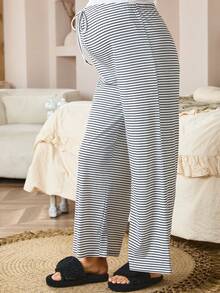 SHEIN Maternity Casual Striped High Waist Lounge Pants Comfy Pants Loungewear Women Pajama Pants Pregnancy Pants,Maternity Clothes,